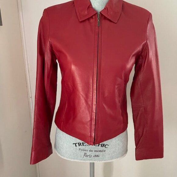 Ocean West Red Leather Lambskin Jacket Size 4 - Picture 1 of 4